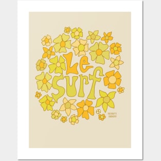 Le Surf retro flower tee by Surfy Birdy Posters and Art